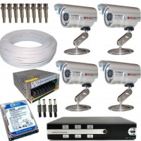Kit CFTV c/ 4 cameras Infra vermelho completo